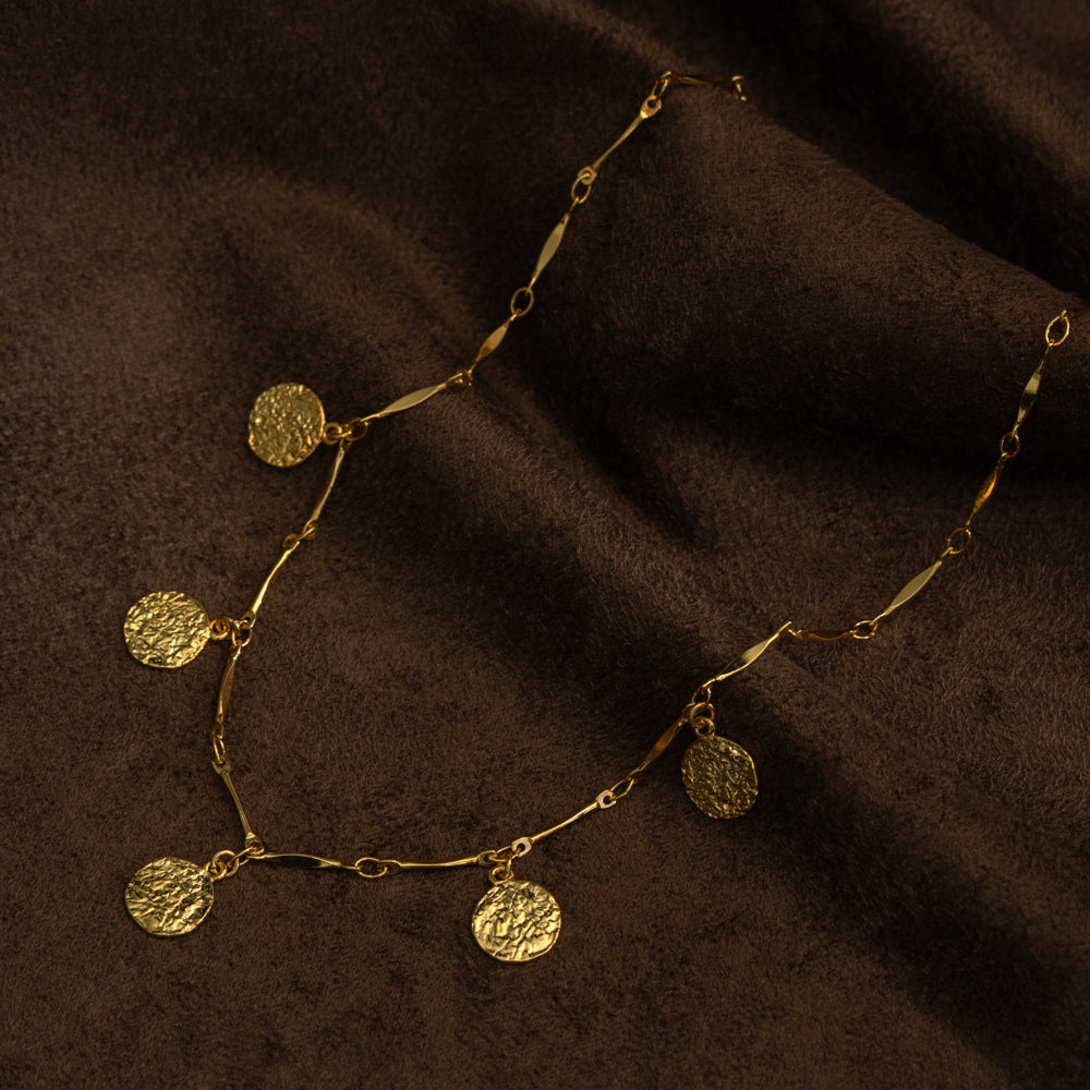 Mini Molten Coin Charm Necklace