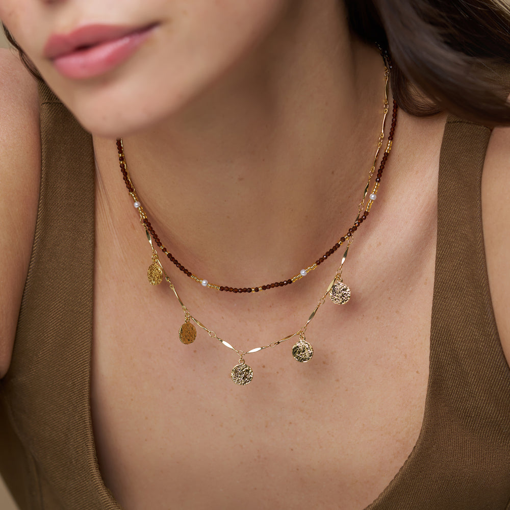 Mini Molten Coin Charm Necklace