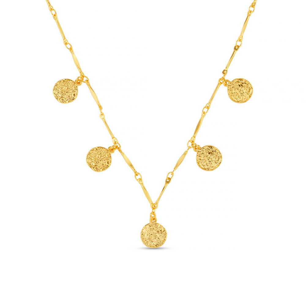 Mini Molten Coin Charm Necklace
