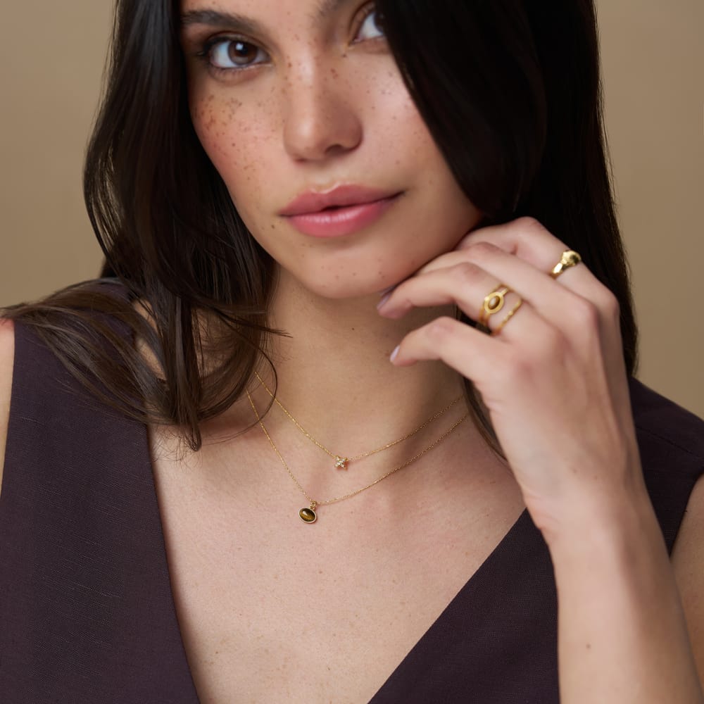 Semi-Precious Tiger's Eye Charm Necklace
