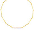 Elongated Pearl & Molten Bar Link Necklace