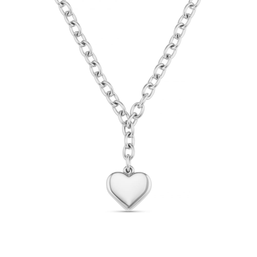 LUXE Chunky Heart Drop Necklace - Silver