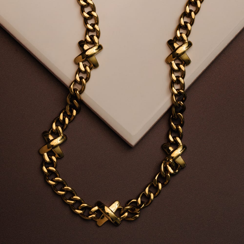LUXE Chunky Stationed Cross Necklace