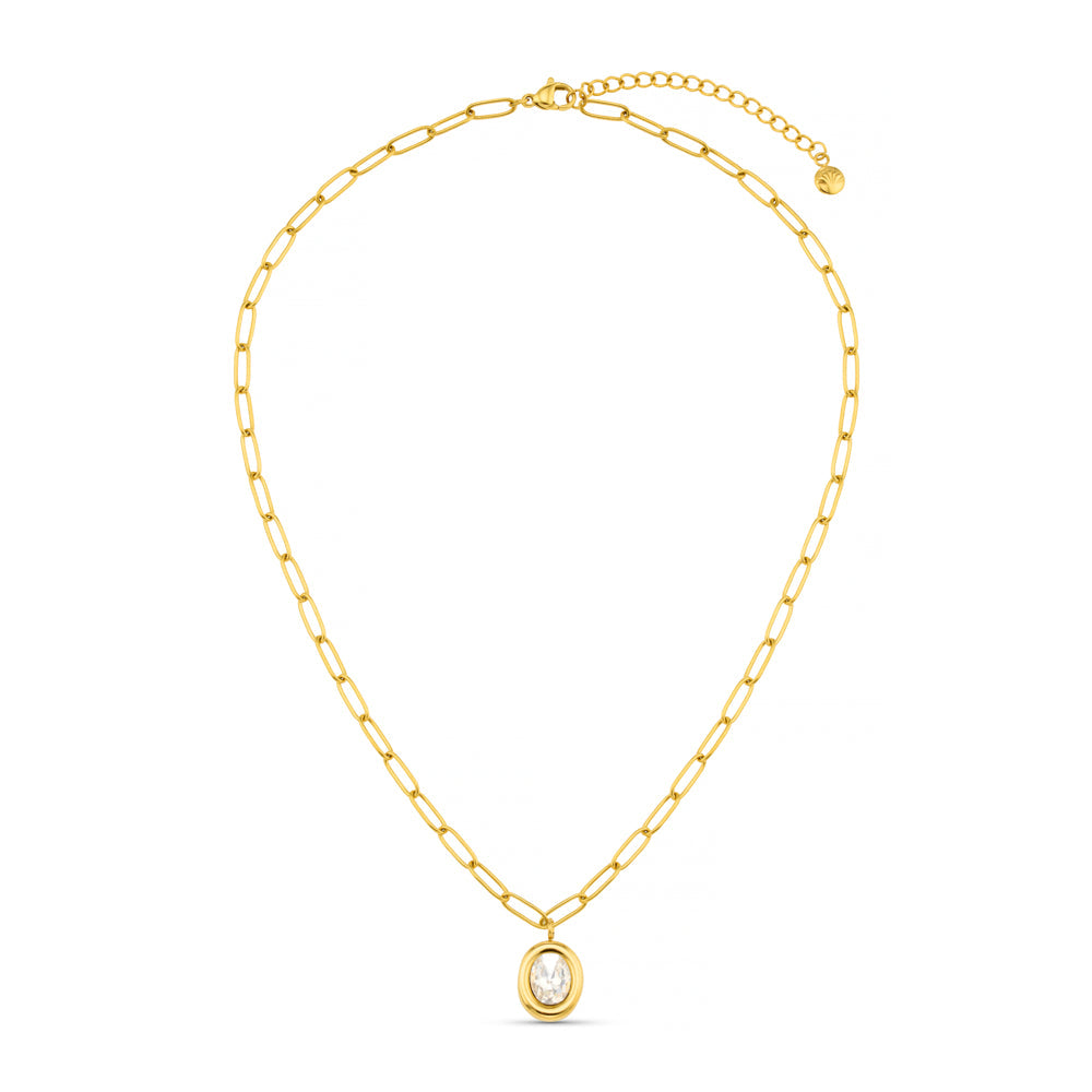 LUXE Crystal Pendant Chain Link Necklace