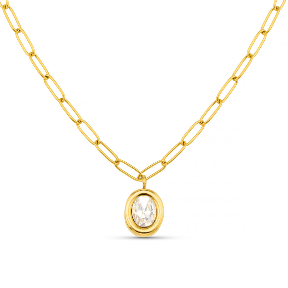 LUXE Crystal Pendant Chain Link Necklace