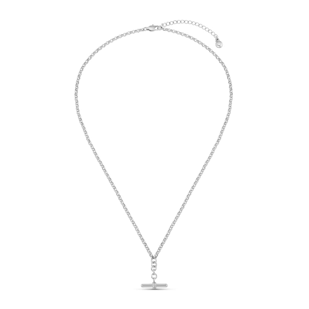 LUXE Pavé T-Bar Drop Necklace - Silver