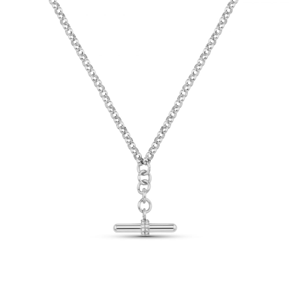 LUXE Pavé T-Bar Drop Necklace - Silver