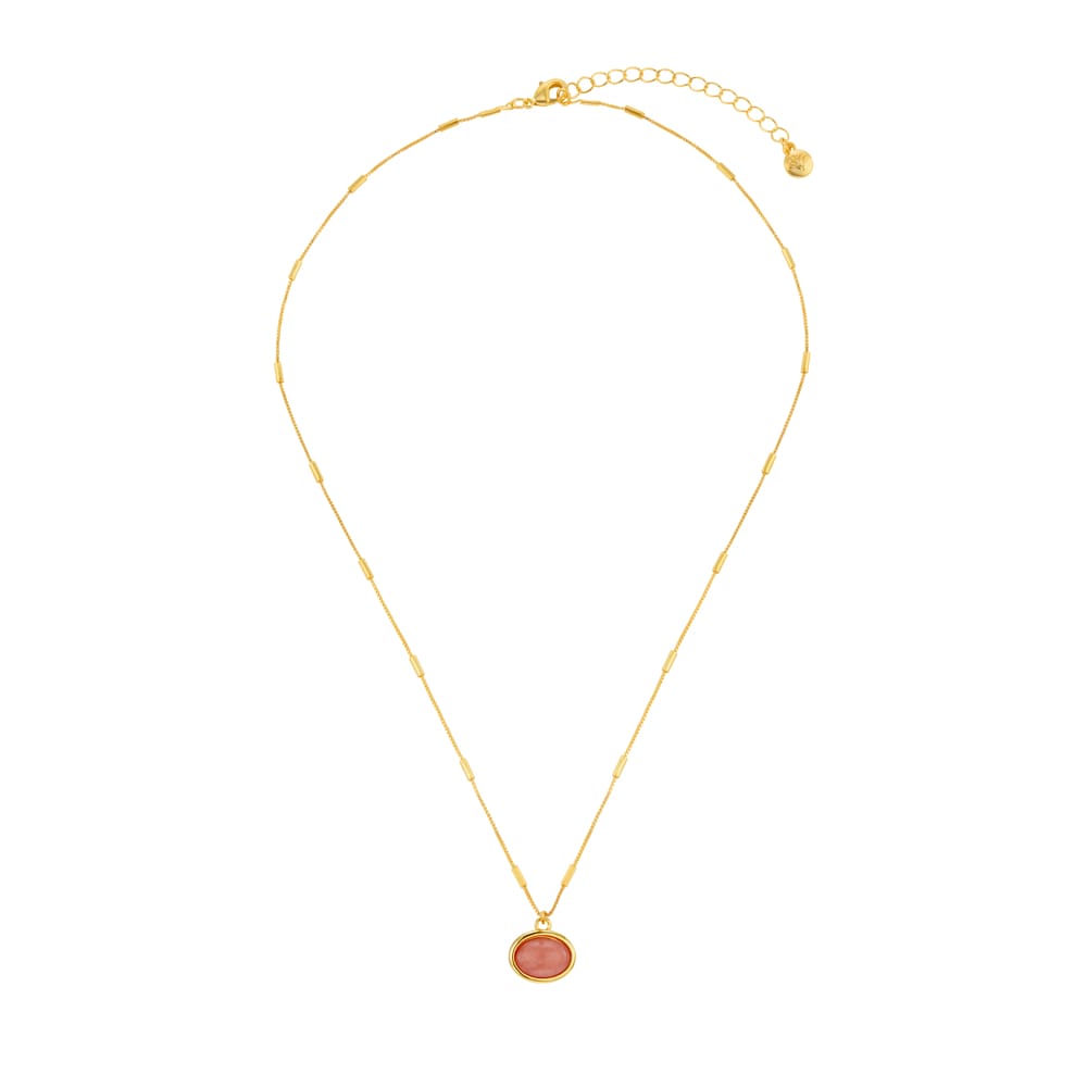 Semi-Precious Pink Jade Charm Necklace