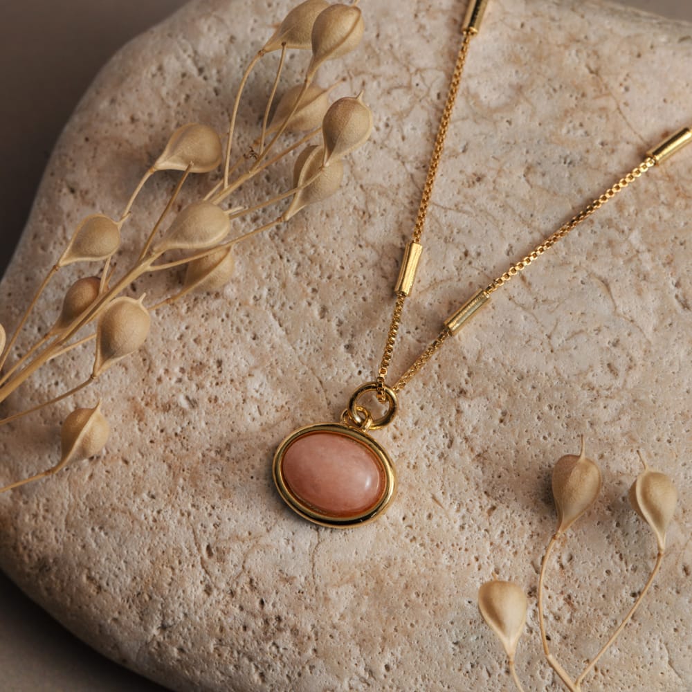 Semi-Precious Pink Jade Charm Necklace