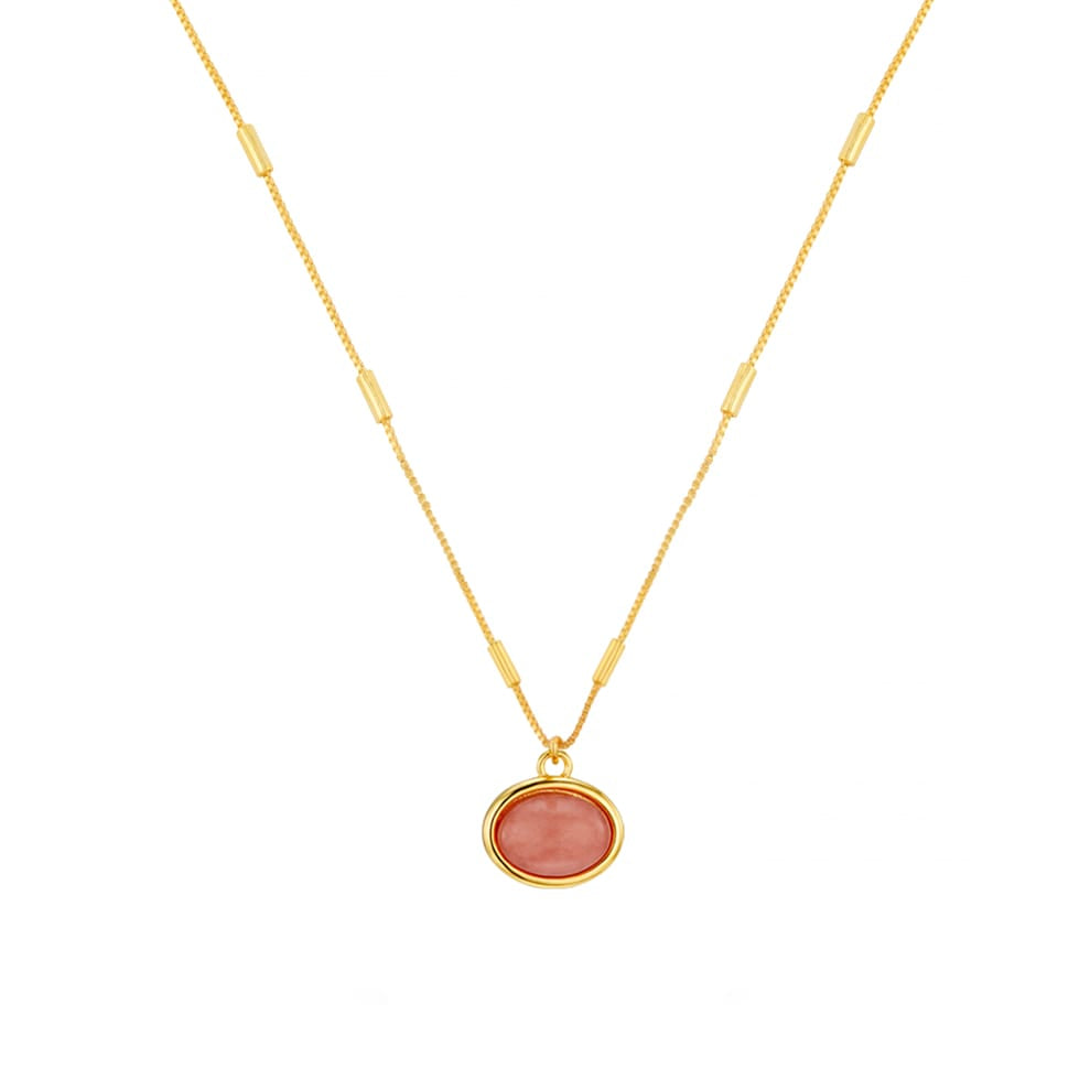Semi-Precious Pink Jade Charm Necklace