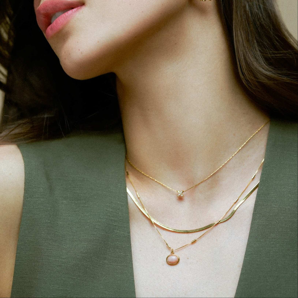 Semi-Precious Pink Jade Charm Necklace