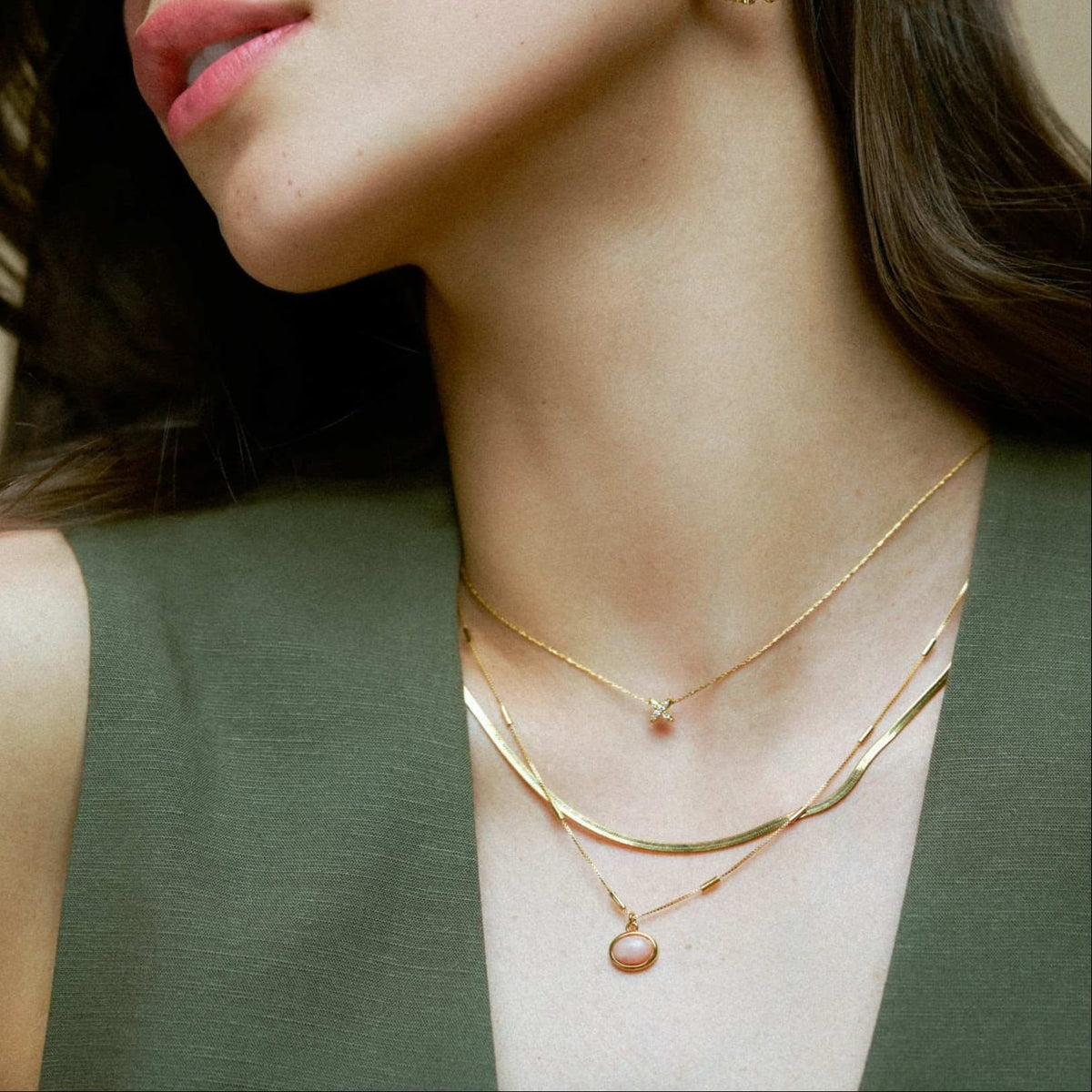 Semi-Precious Pink Jade Charm Necklace