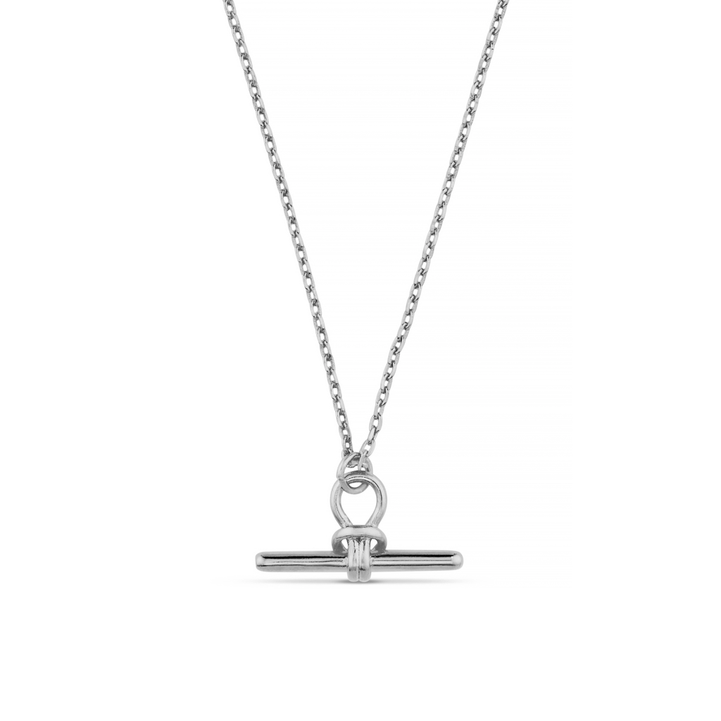 Dainty T-Bar Knot Necklace - Silver