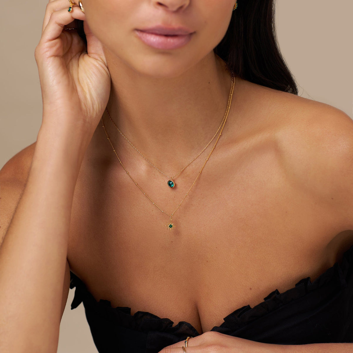 Emerald Necklace Made With Swarovski® Crystals - Gold
