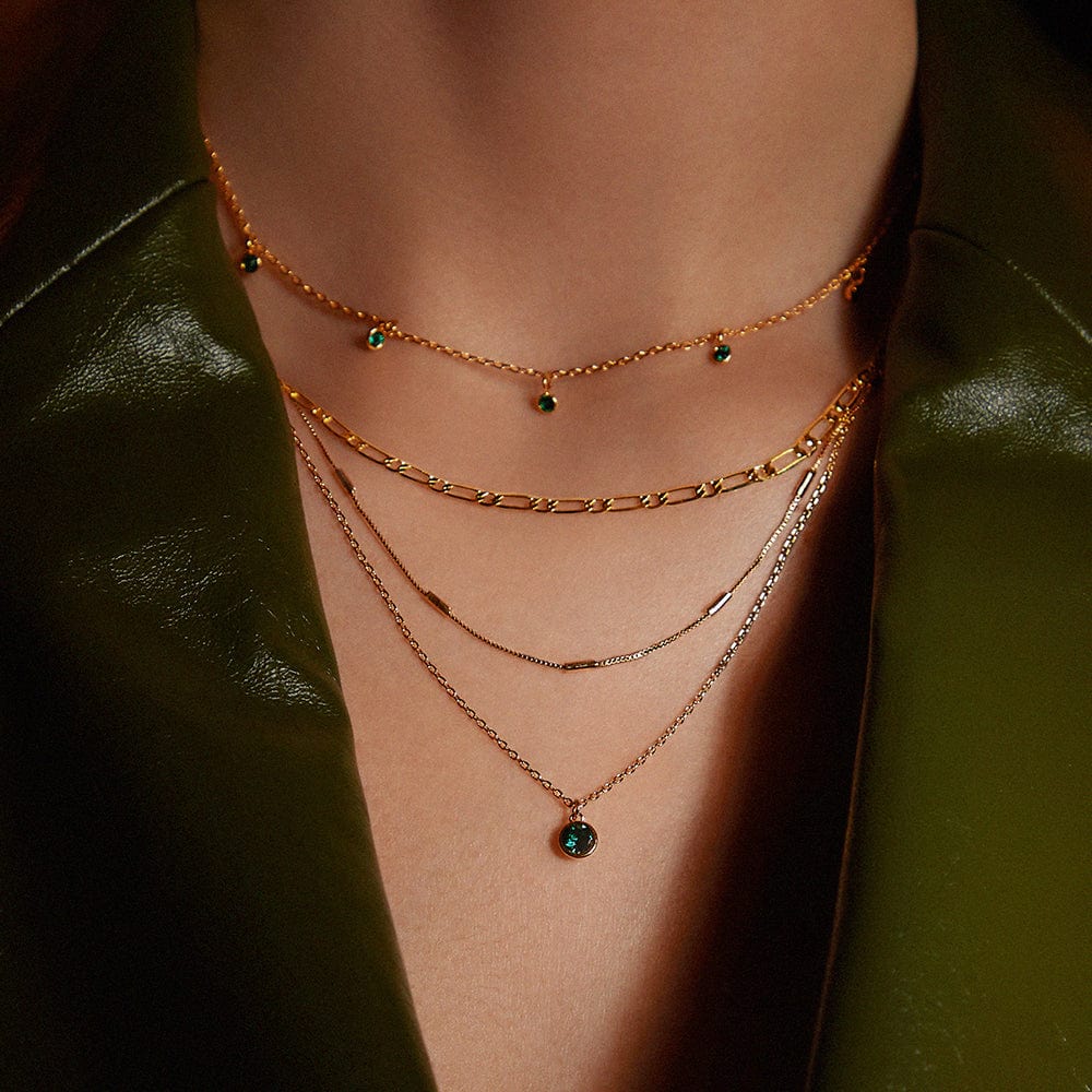 Emerald Necklace Made With Swarovski® Crystals - Gold