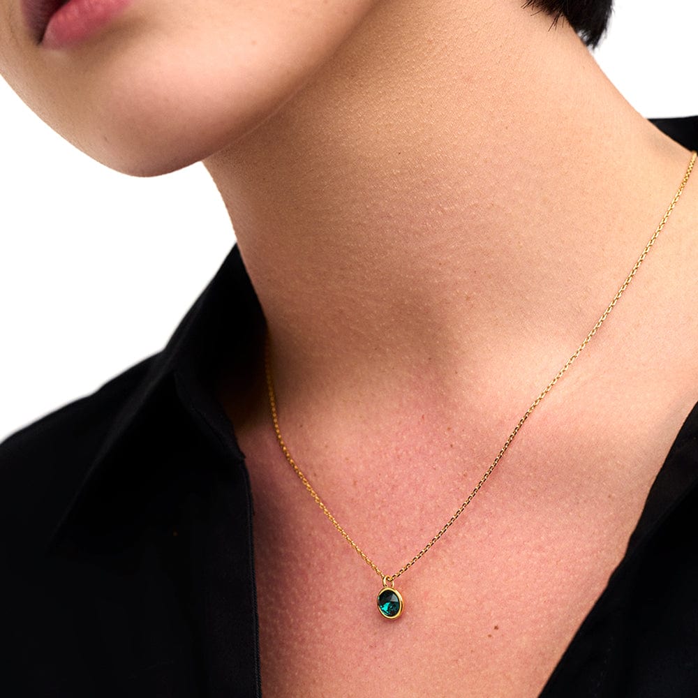 Emerald Necklace Made With Swarovski® Crystals - Gold
