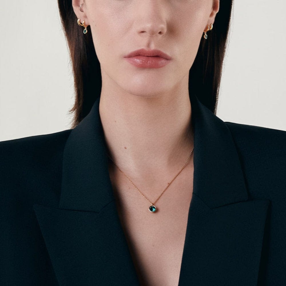 Emerald Necklace Made With Swarovski® Crystals - Gold