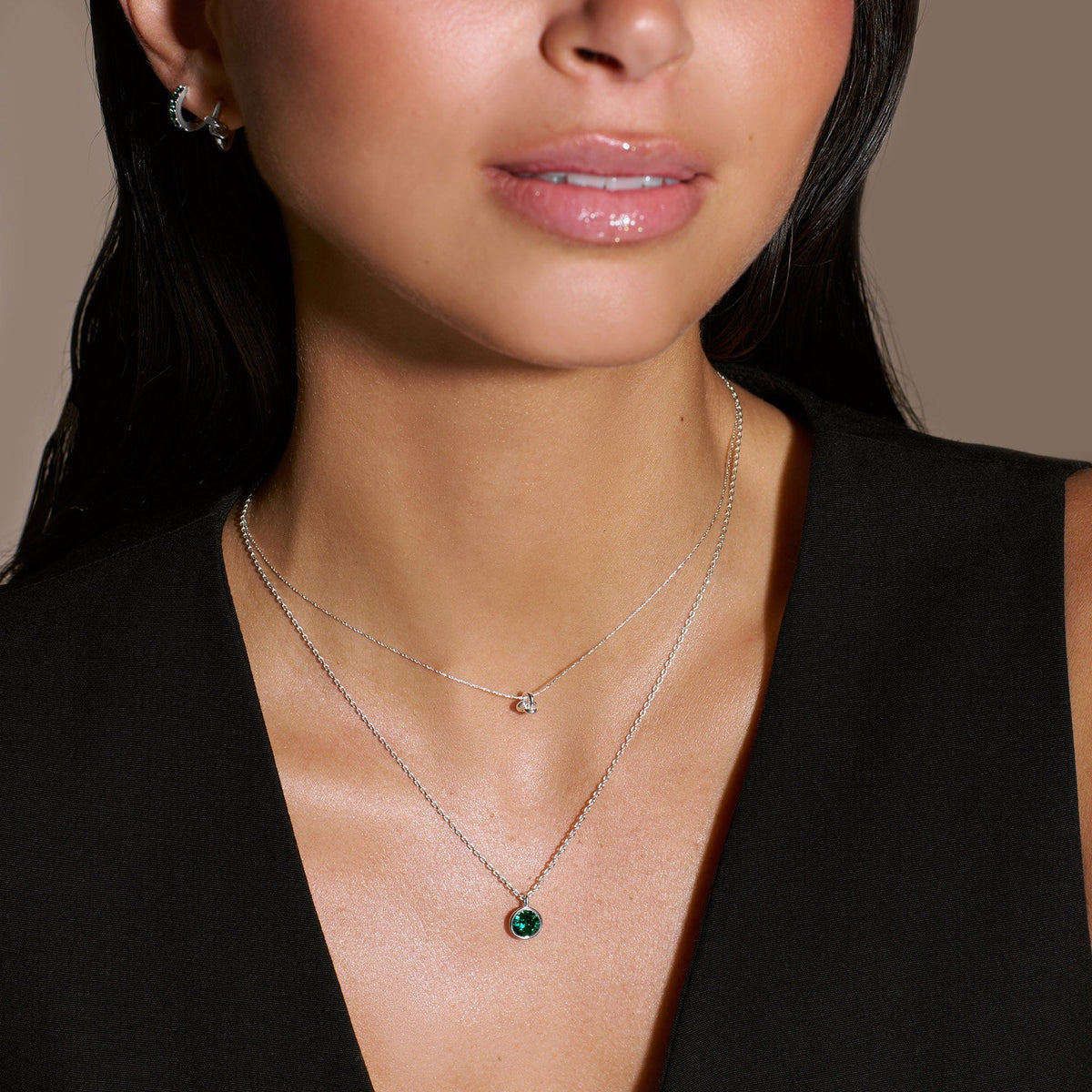 Emerald Necklace Made With Swarovski® Crystals - Silver