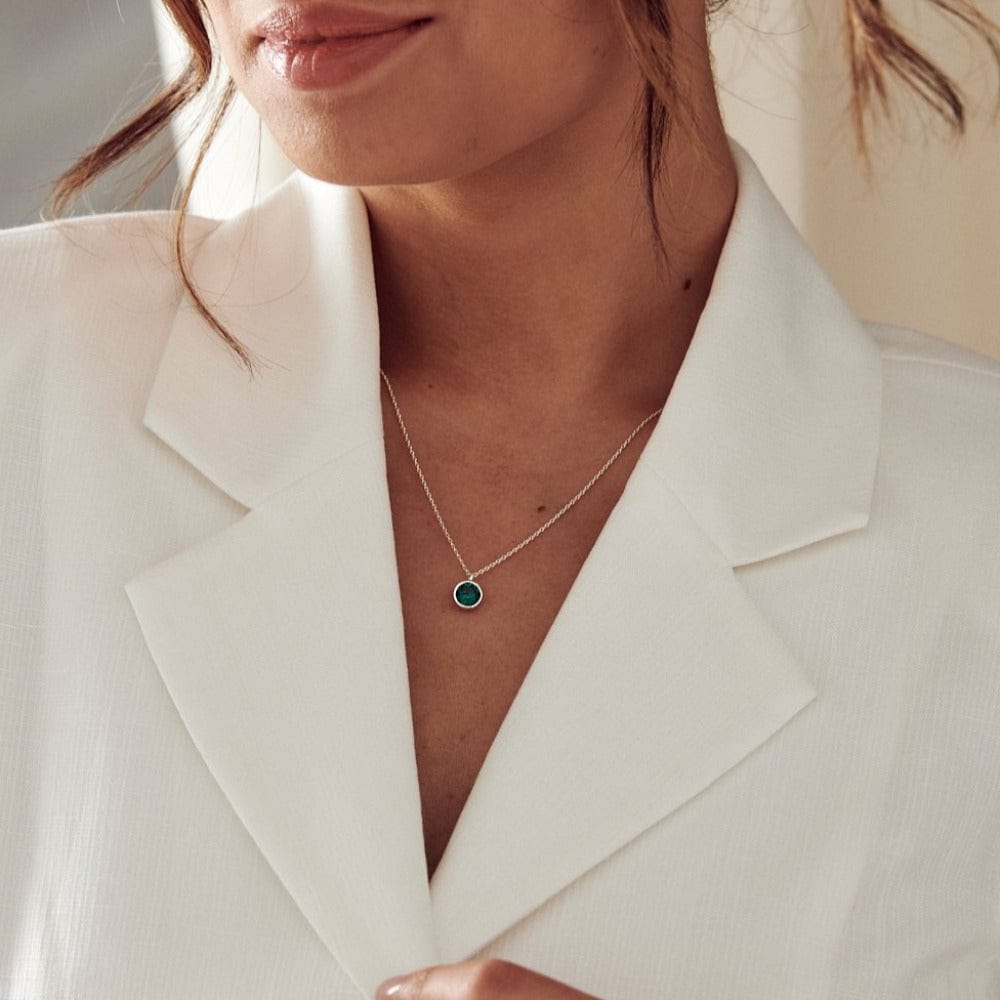 Emerald Necklace Made With Swarovski® Crystals - Silver