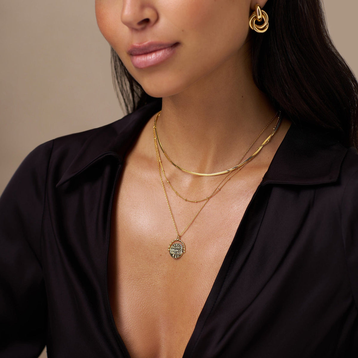 Flat Snake Chain Necklace - Gold