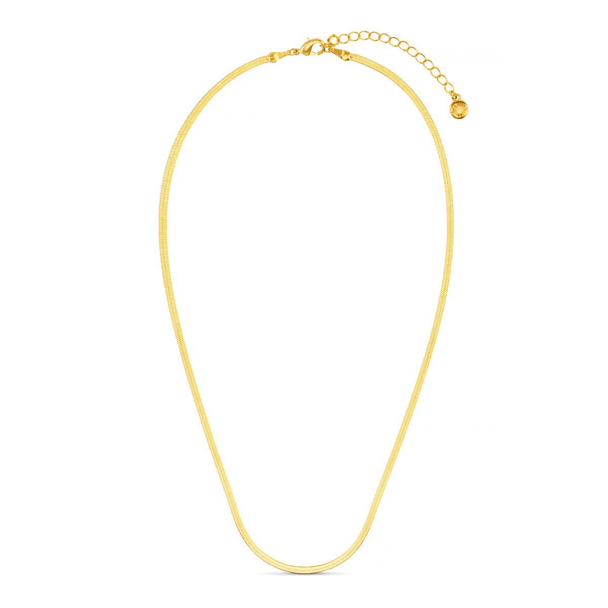Flat Snake Chain Necklace - Gold