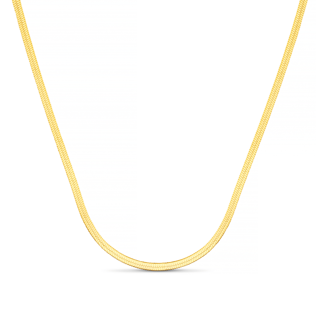 Flat Snake Chain Necklace - Gold
