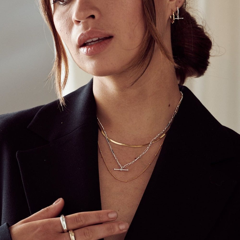 Flat Snake Chain Necklace - Gold
