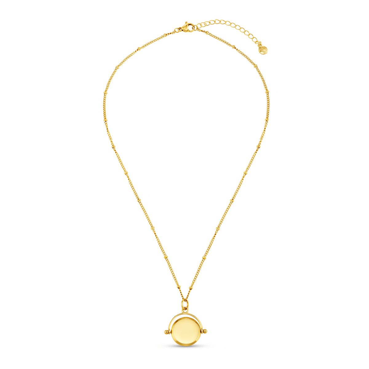 LUXE Leo Engraved Faceted Disc Spinner Necklace - Gold
