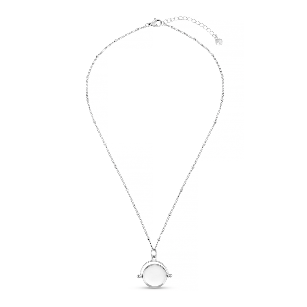 LUXE Cancer Zodiac Engraved Spinner Necklace - Silver