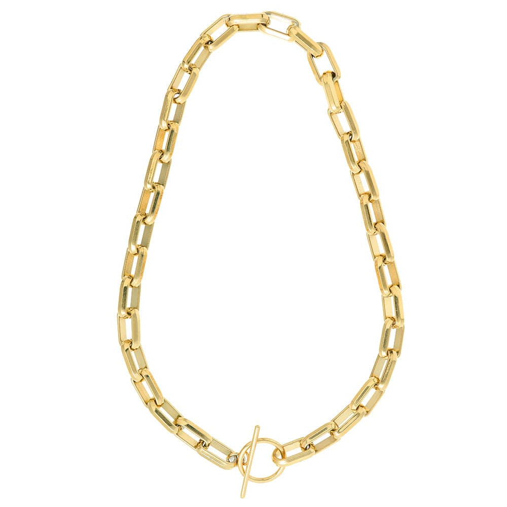 LUXE Rectangle Link T-Bar Necklace - Gold