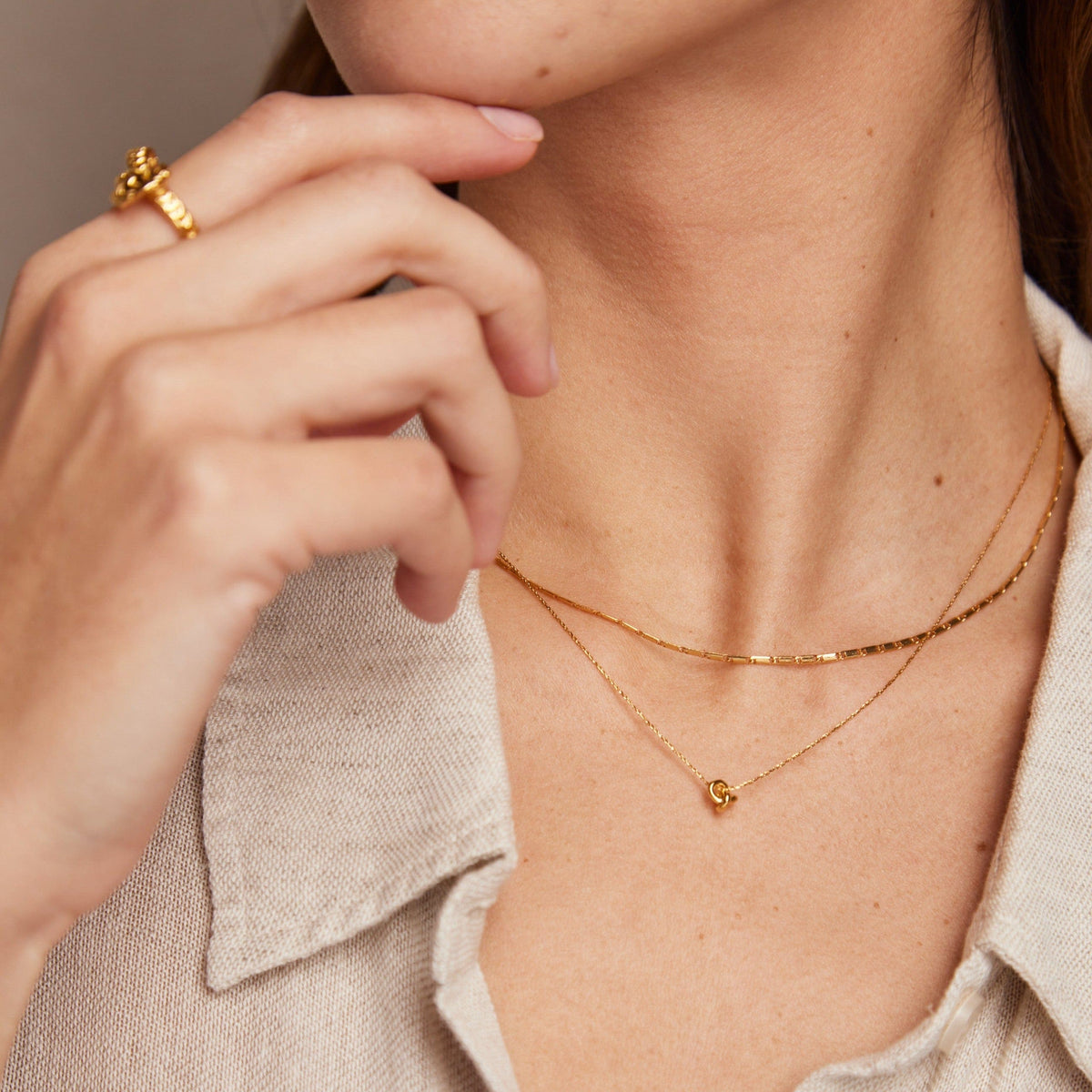 Mini Knot Fine Collar Necklace - Gold