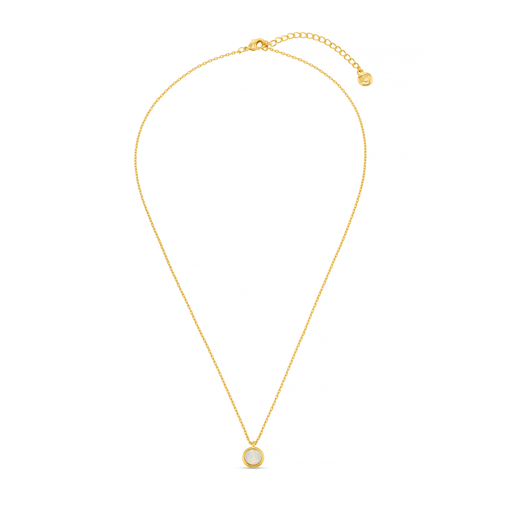 White Opal Necklace Made With Swarovski® Crystals - Gold