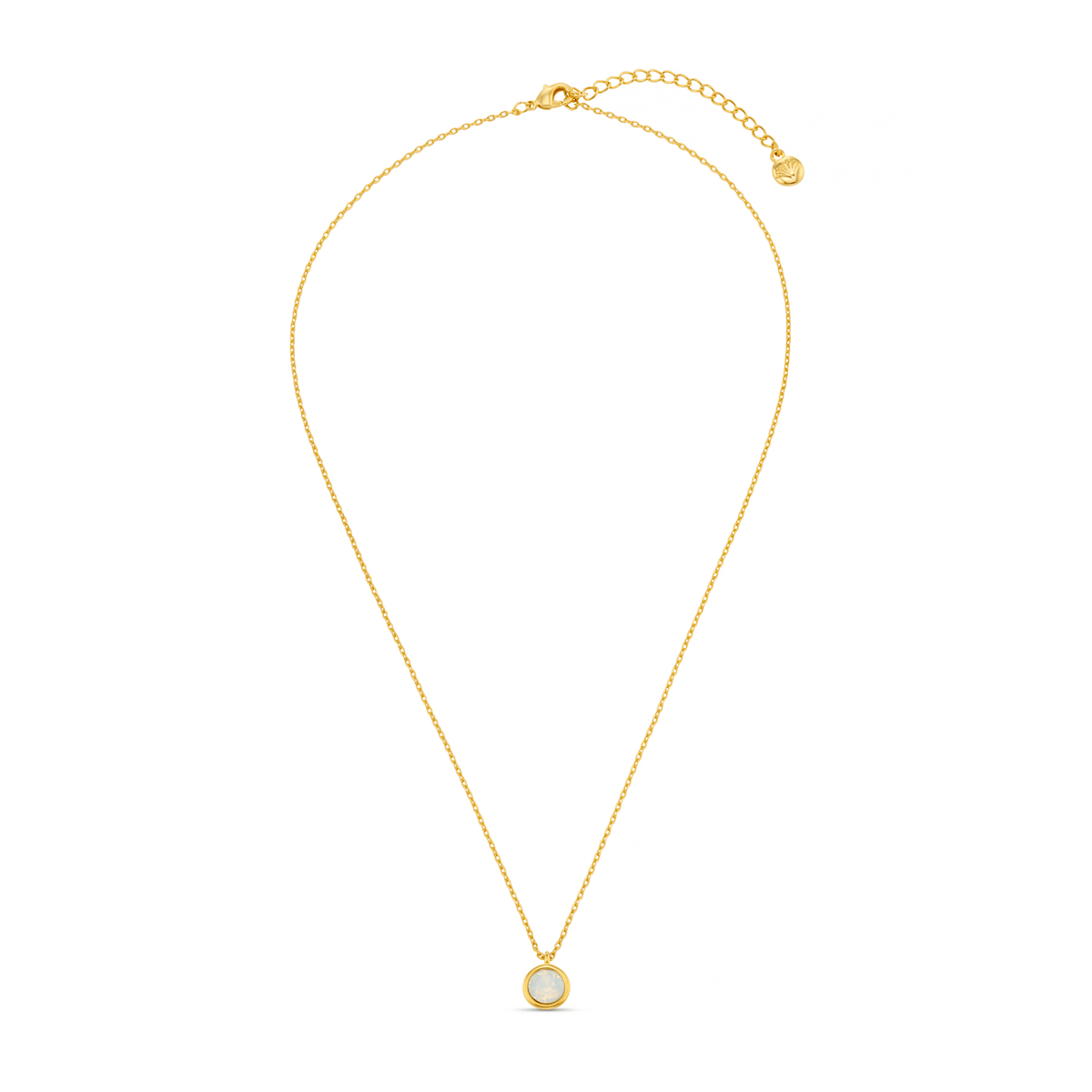 White Opal Necklace Made With Swarovski® Crystals - Gold