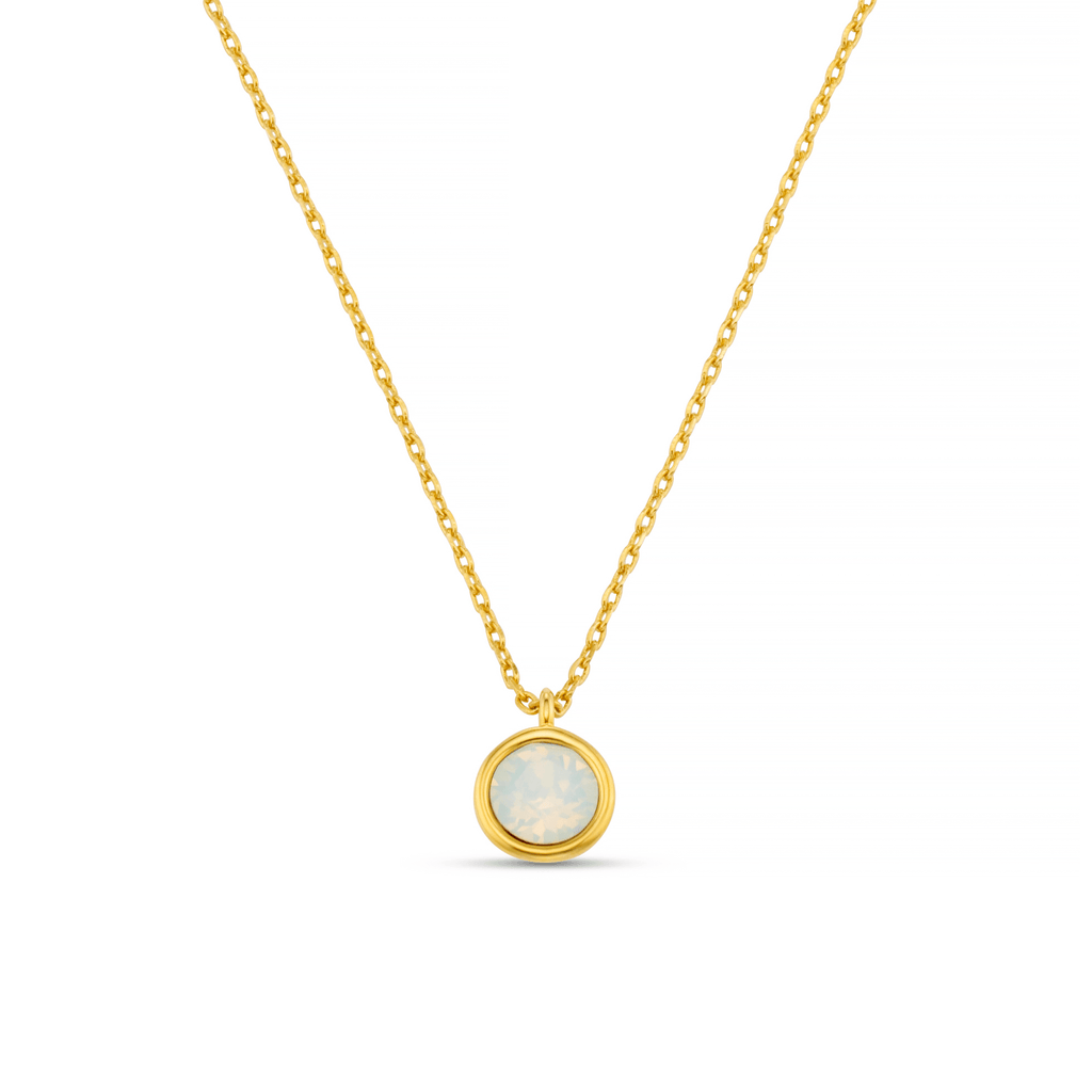 White Opal Necklace Made With Swarovski® Crystals - Gold