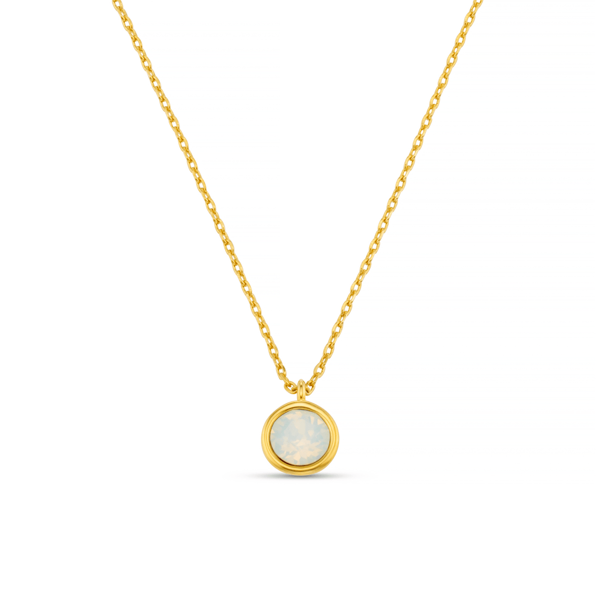 White Opal Necklace Made With Swarovski® Crystals - Gold