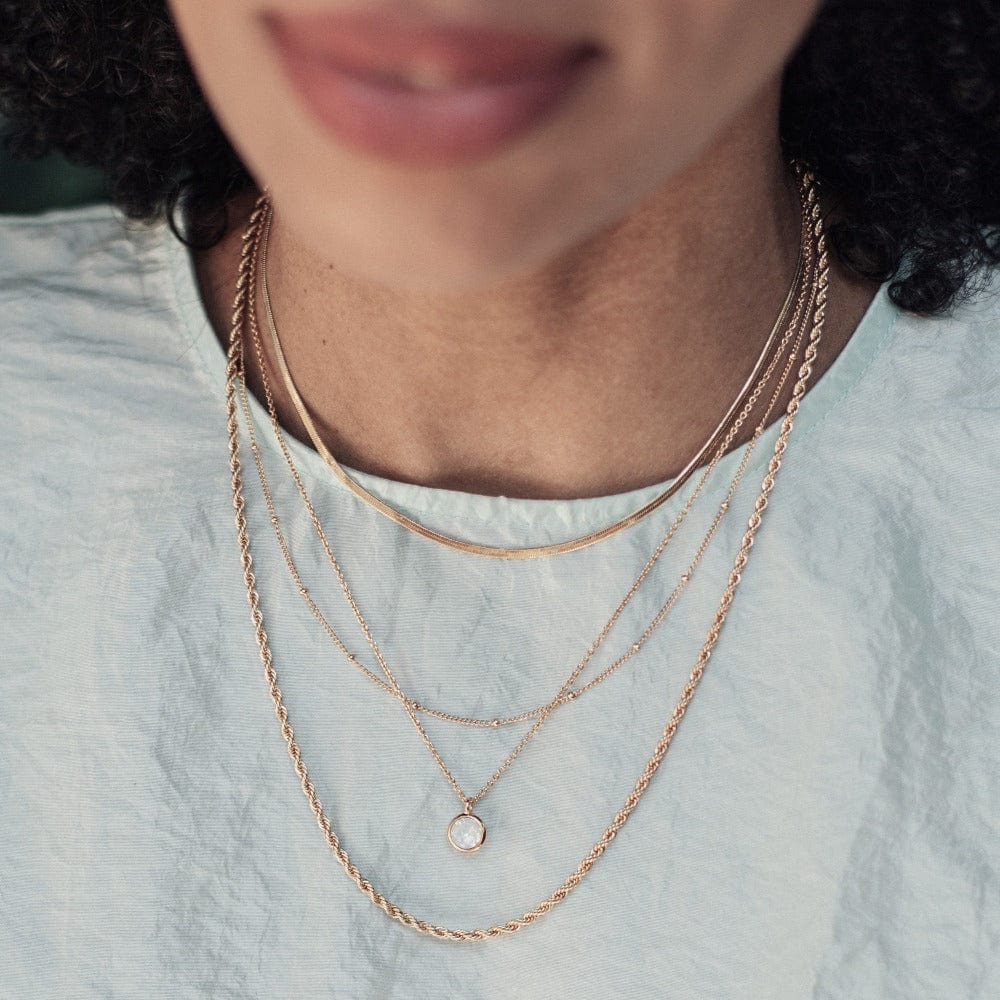 White Opal Necklace Made With Swarovski® Crystals - Gold