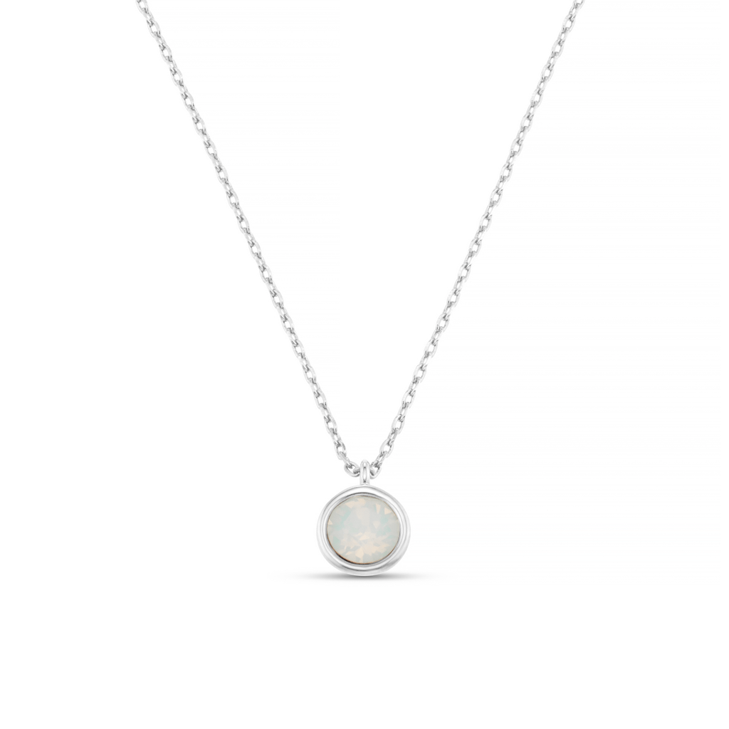 White Opal Necklace Made With Swarovski® Crystals - Silver