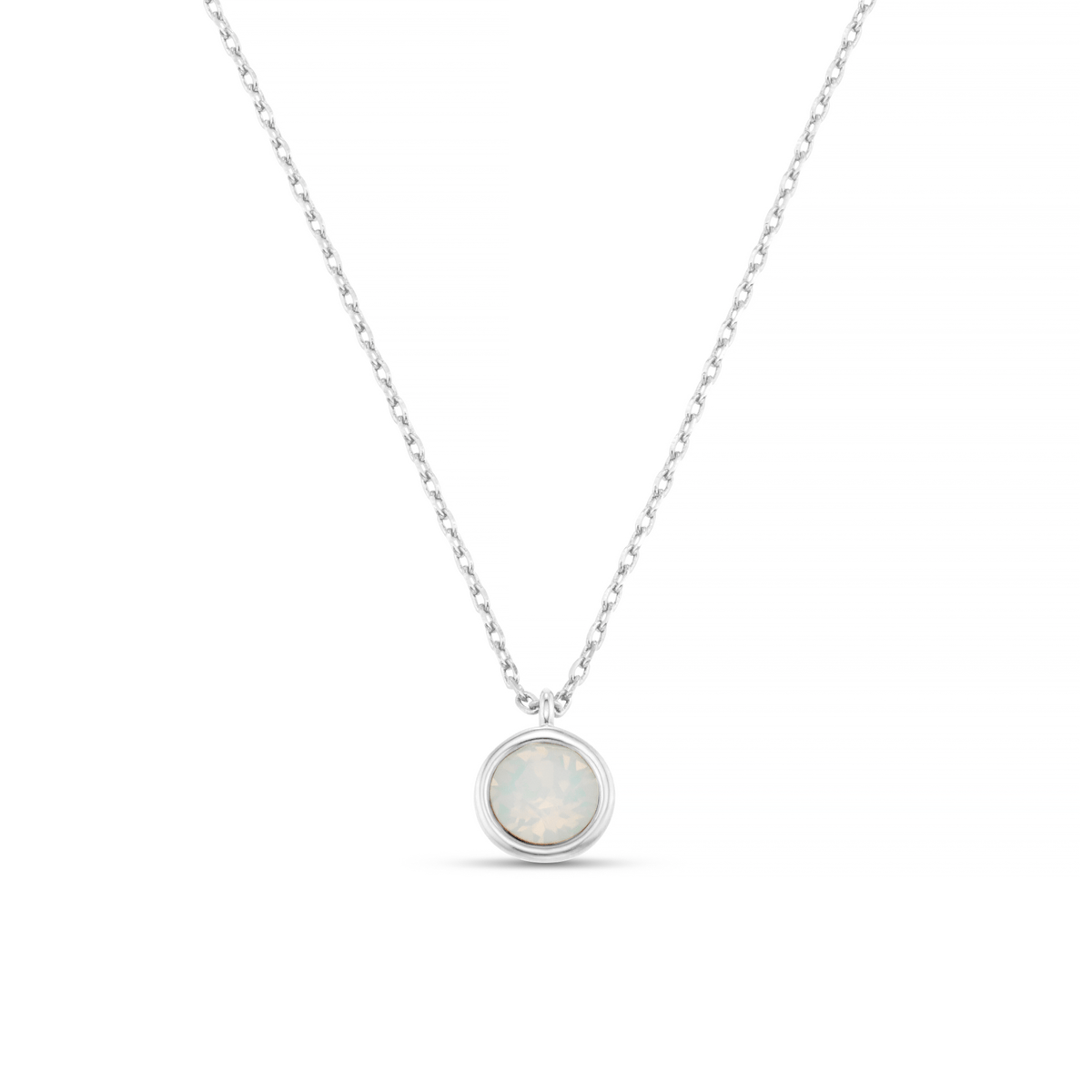 White Opal Necklace Made With Swarovski® Crystals - Silver