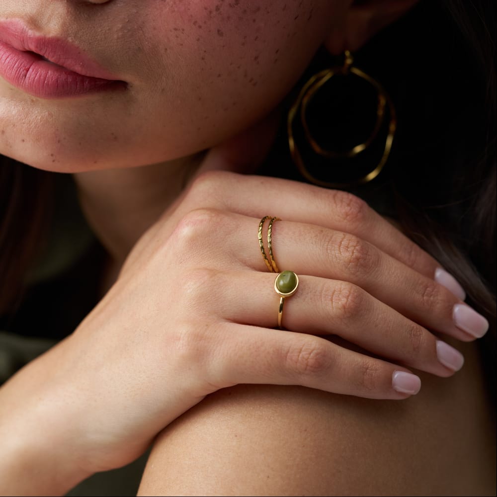 Semi-Precious Green Jade Ring