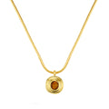 Snake Chain & Semi-Precious Tiger's Eye Pendant Necklace
