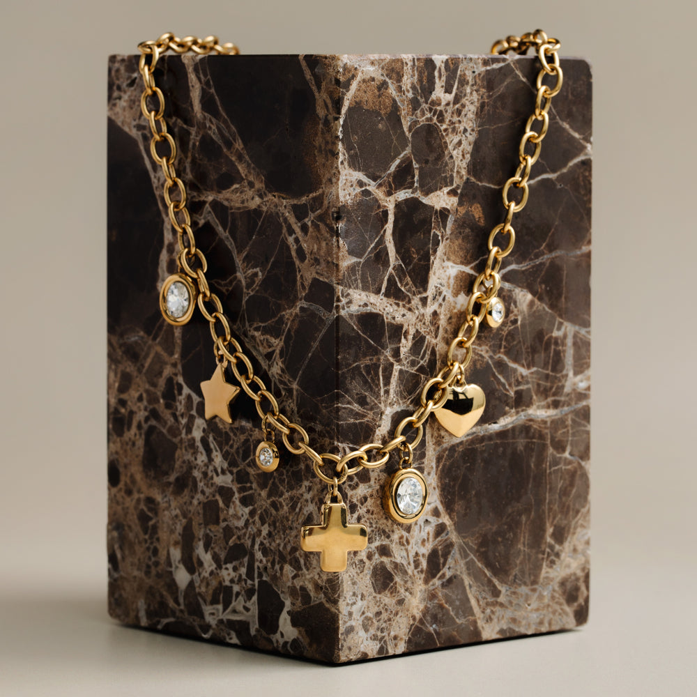 LUXE Mixed Crystal Charm Necklace