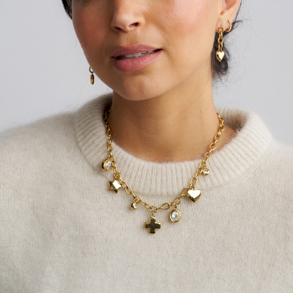 LUXE Mixed Crystal Charm Necklace