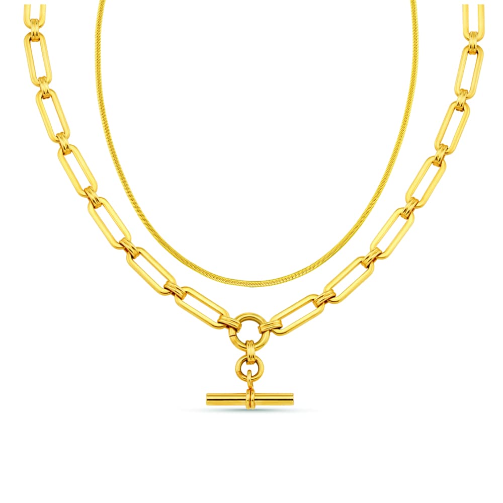 LUXE Snake & T-bar Necklace Jewellery Set