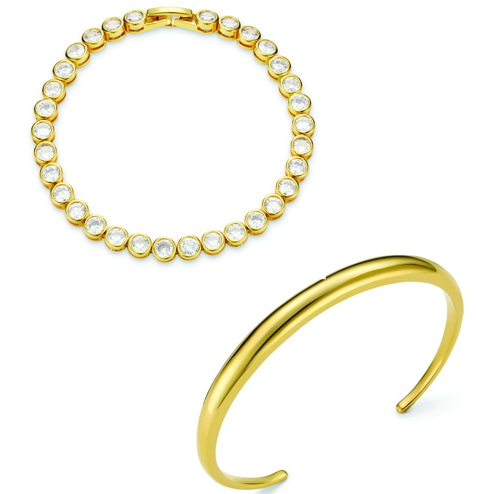 LUXE Tennis & Dome Bangle Wrist Stacking Set