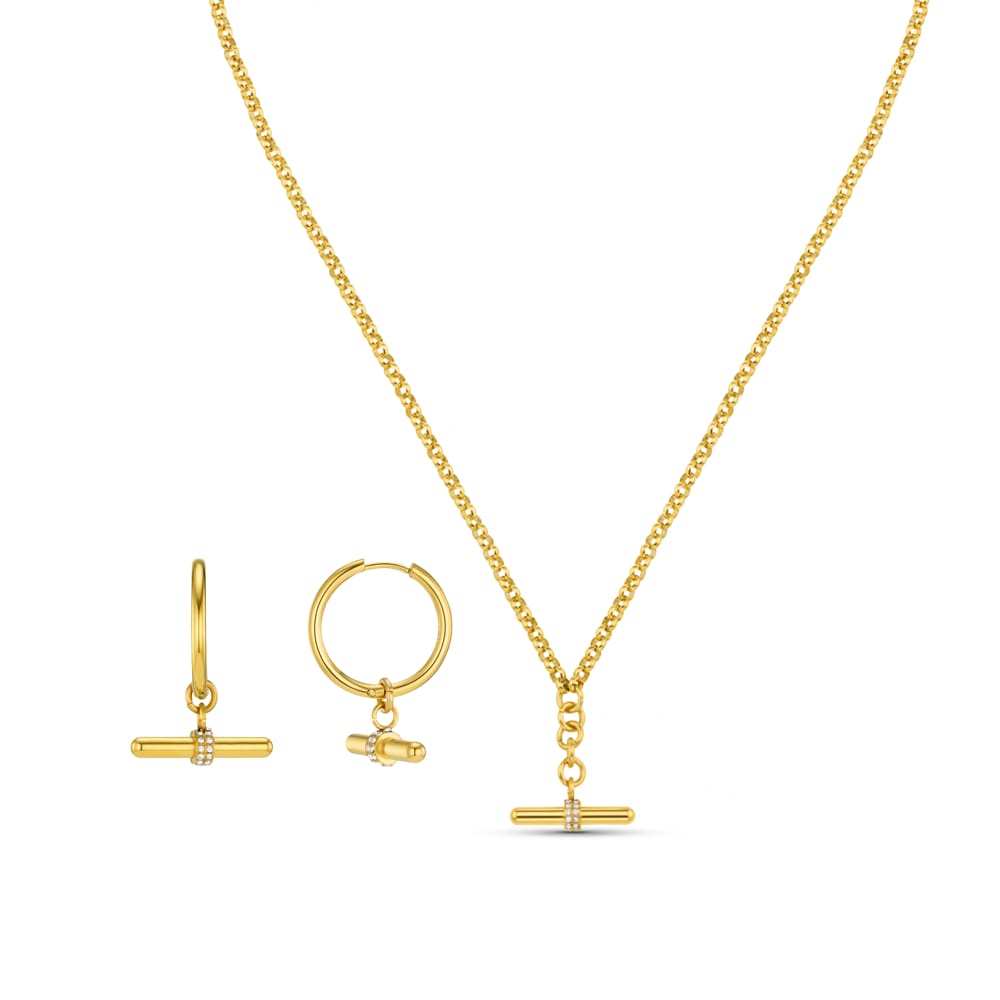 LUXE Crystal T-bar Jewellery Set