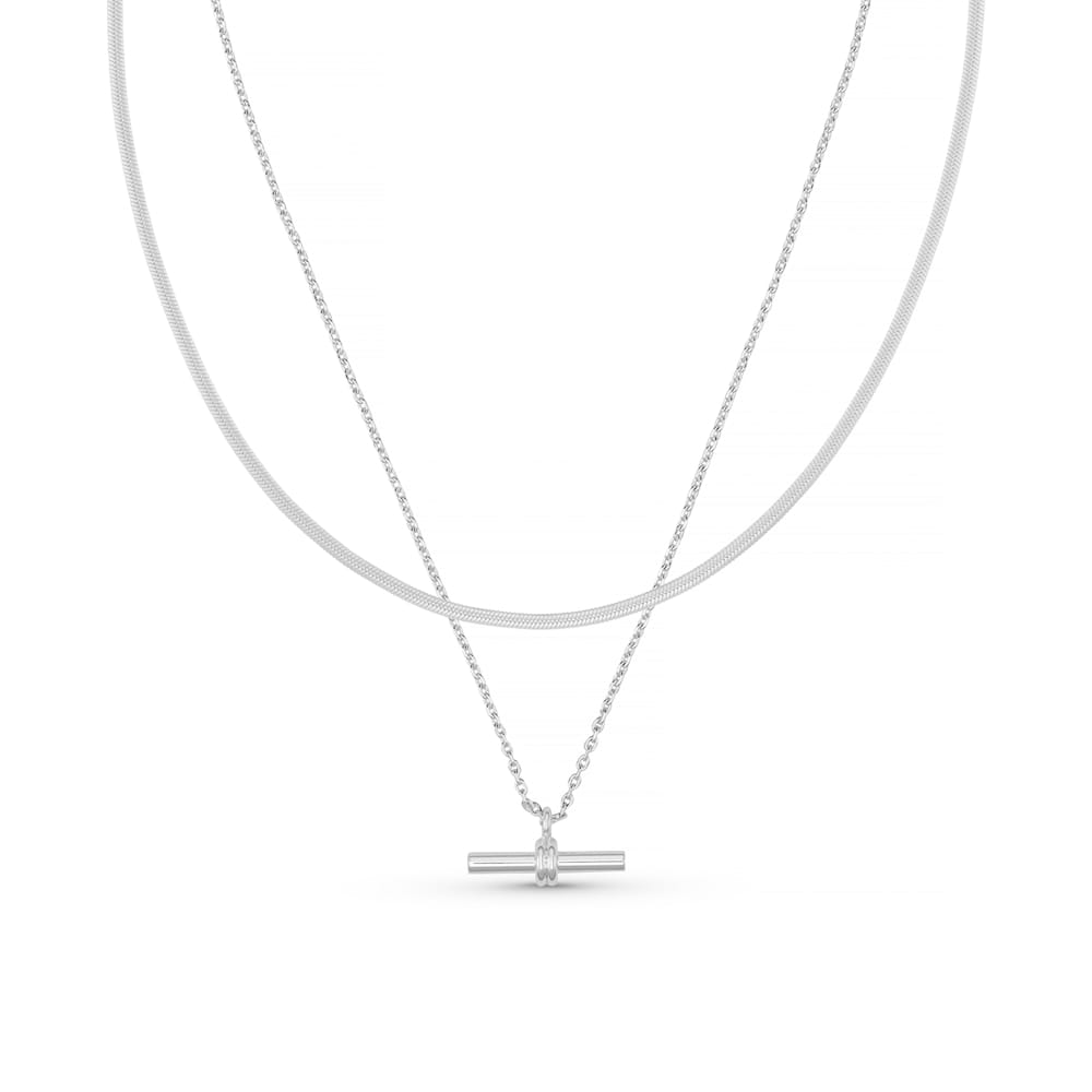 LUXE Crystal T-Bar & Snake Necklace Jewellery Set