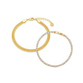 Crystal Tennis & Box Chain Wrist Stacking Set