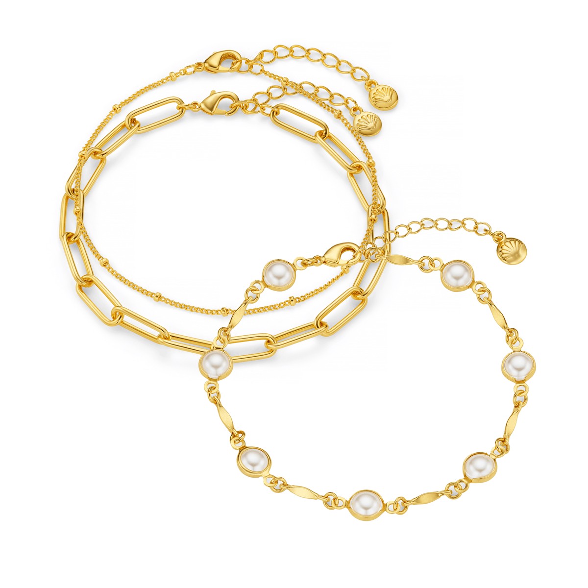 Pearl & Chain Wrist Stacking Set